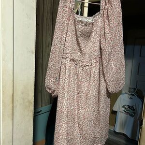 Floral Pink Long Sleeve Dress